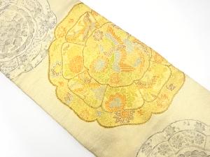 アンティーク　佐賀錦　絵皿に花鳥模様織り出し袋帯（材料）